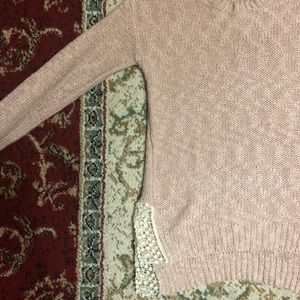 Blush pink sweater with lace details